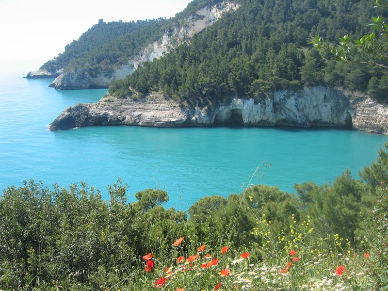 Costa baia Porto Greco sulla costa del Gargano in Puglia